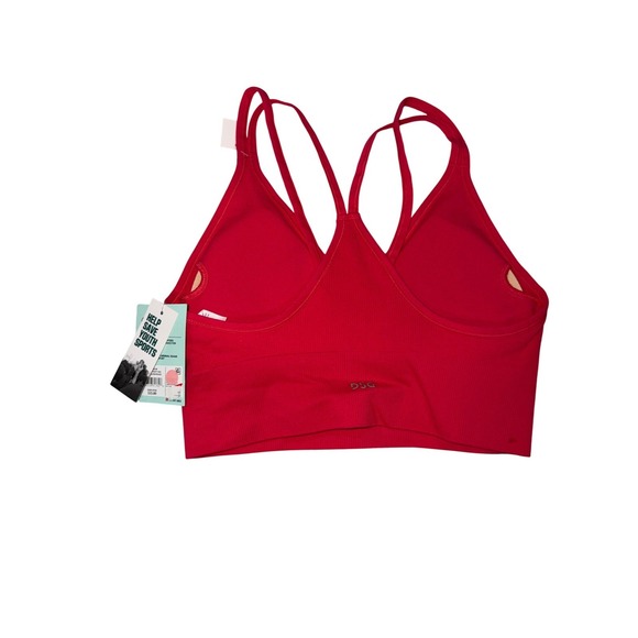 DSG Ribbed V Neck Racerback Sports Bra Red - Picture 6 of 7